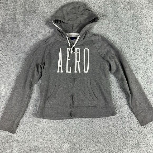 Aeropostale Tops - Aeropostale Women's Vtg Y2K Aero Zip Up Hoodie XL Grey White